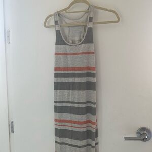 Racerback super comfy maxi dress with gray and coral stripes. Size xs